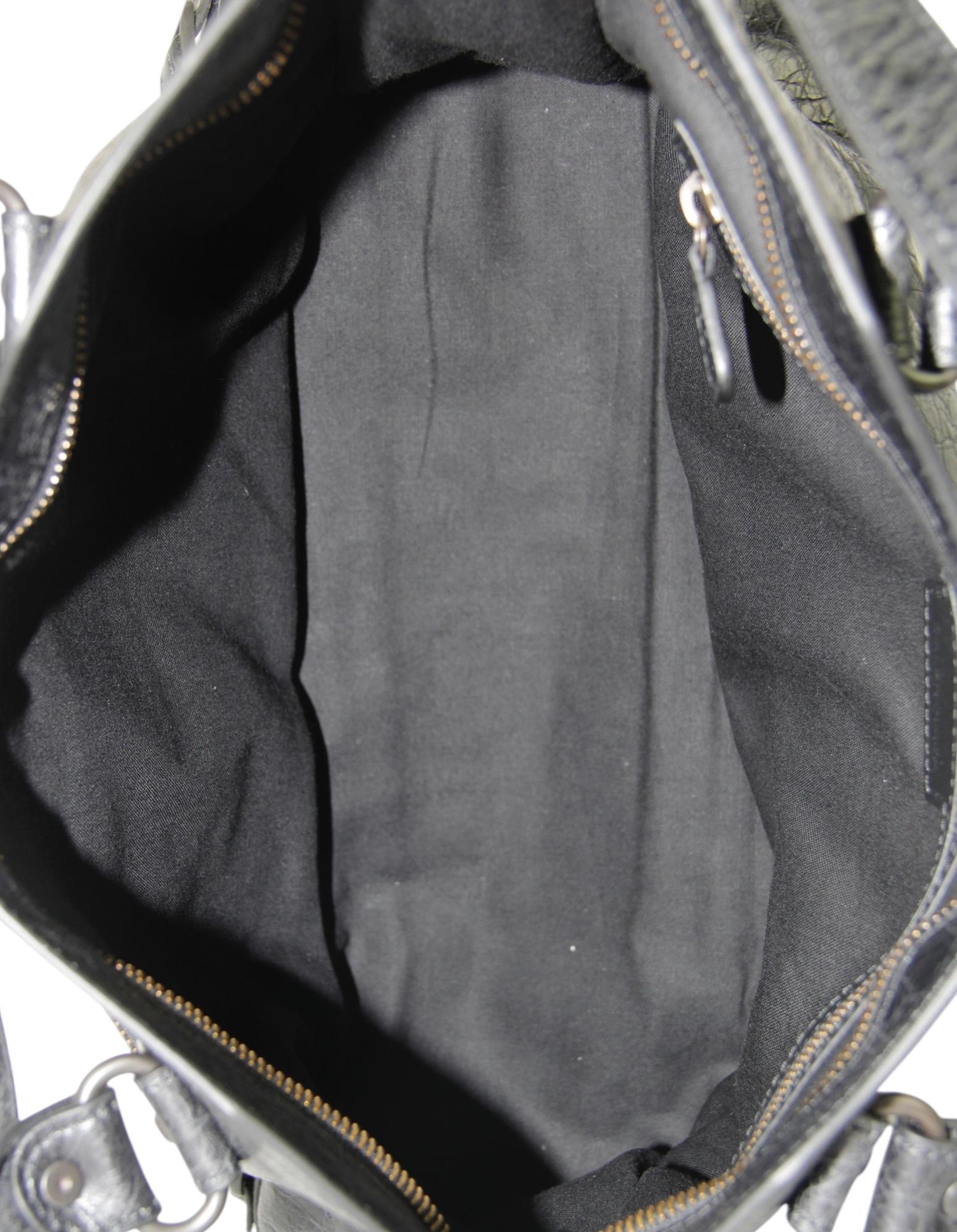 Balenciaga Black Arena Storico Lambskin Leather Medium Le City Bag w/ Brass 3