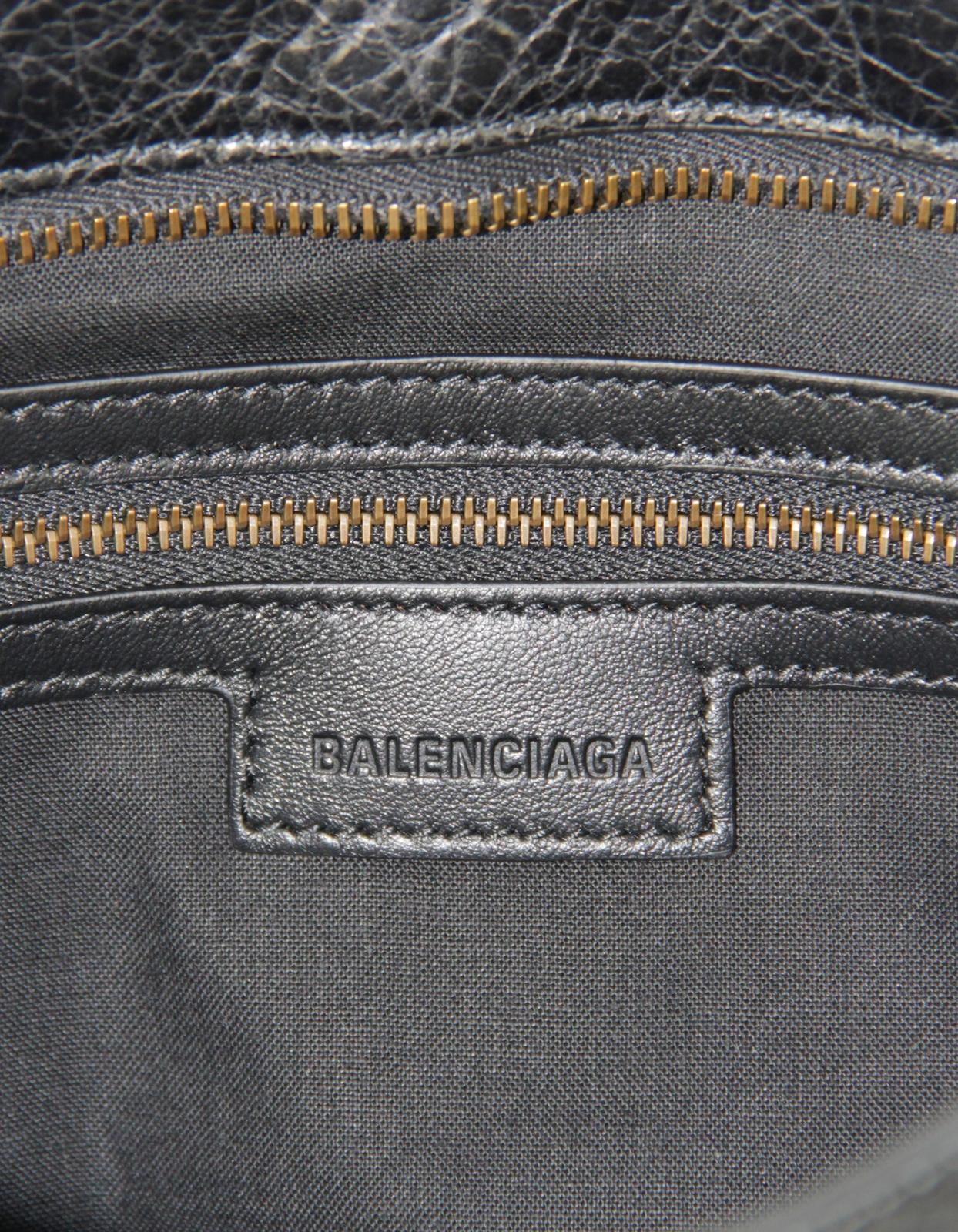 Balenciaga Black Arena Storico Lambskin Leather Medium Le City Bag w/ Brass 5