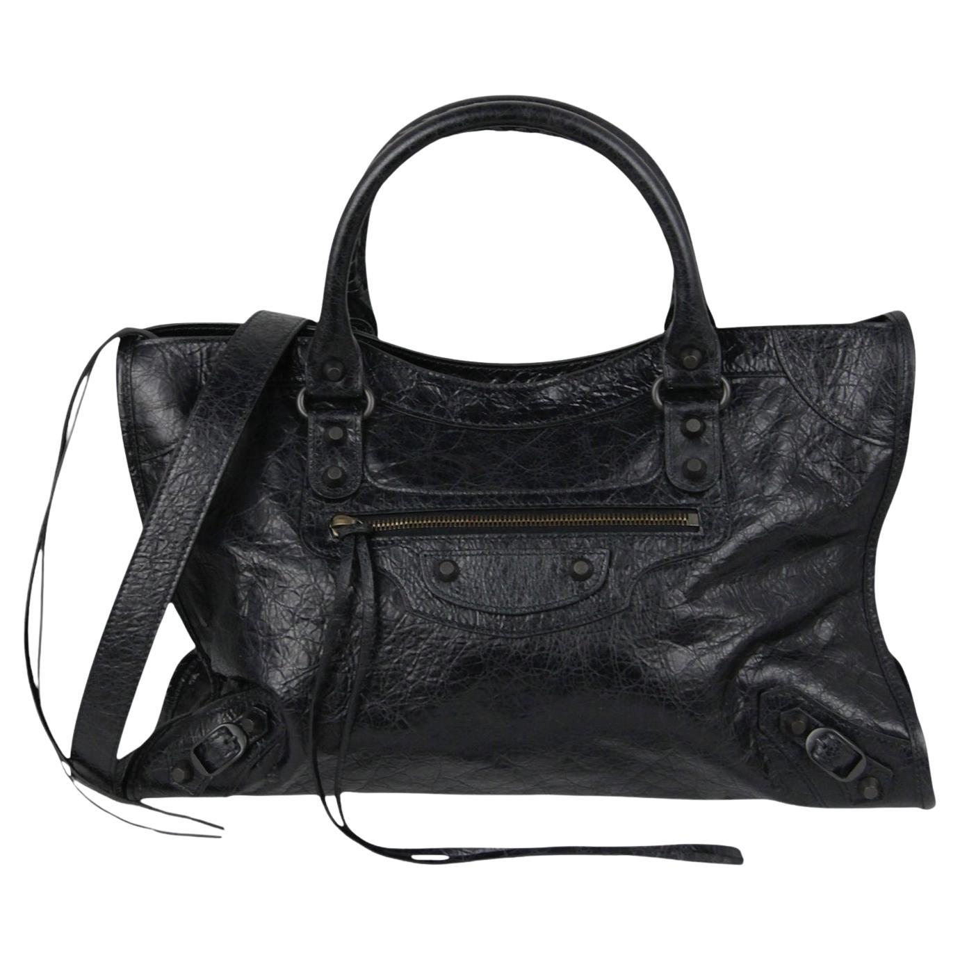 Balenciaga Nero Arena Storico Pelle d
Agnello Borsa Le City Media con Ottone in vendita