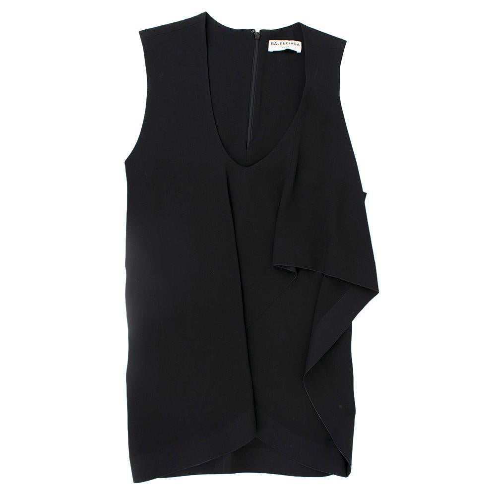 Balenciaga Black Asymmetric-Overlay Crepe Top XS 6