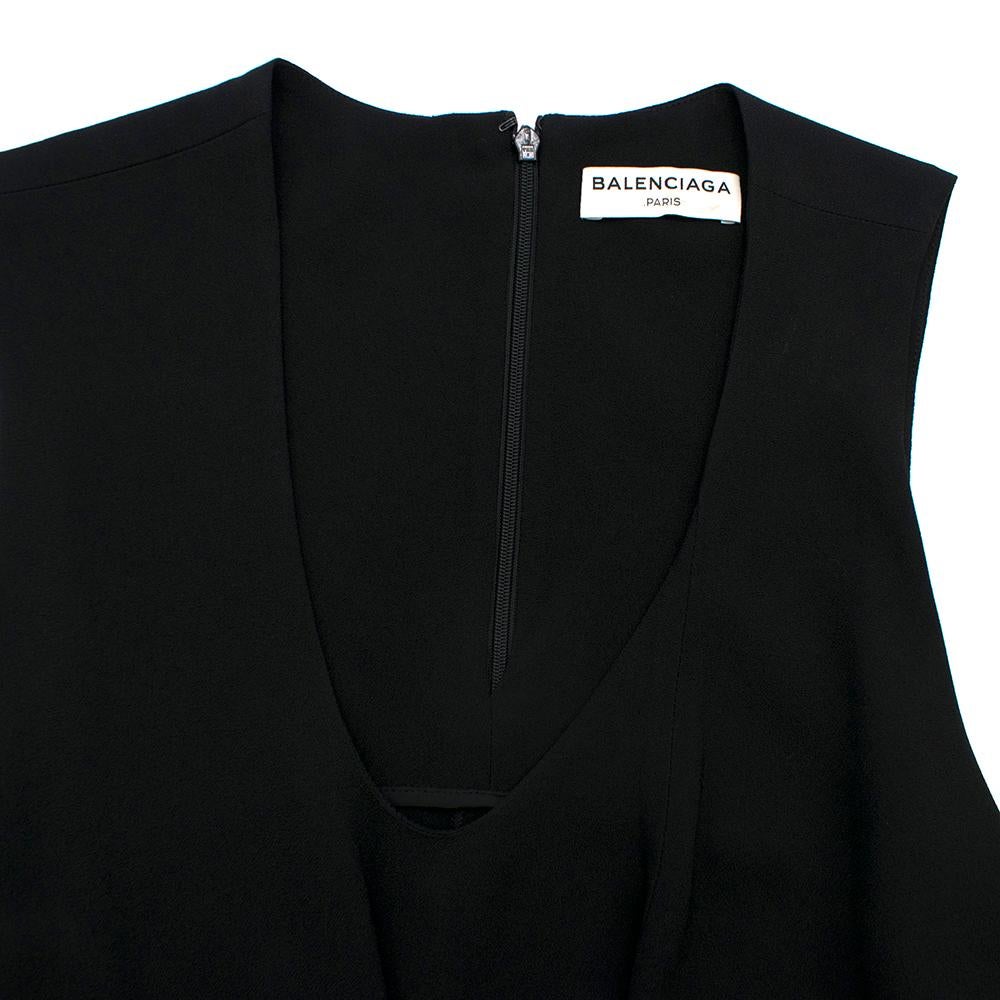 Balenciaga Black Asymmetric-Overlay Crepe Top XS 1