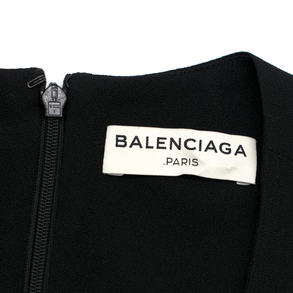 Balenciaga Black Asymmetric-Overlay Crepe Top XS 2