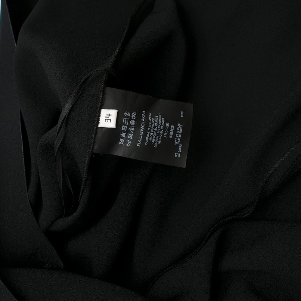 Balenciaga Black Asymmetric-Overlay Crepe Top XS 5