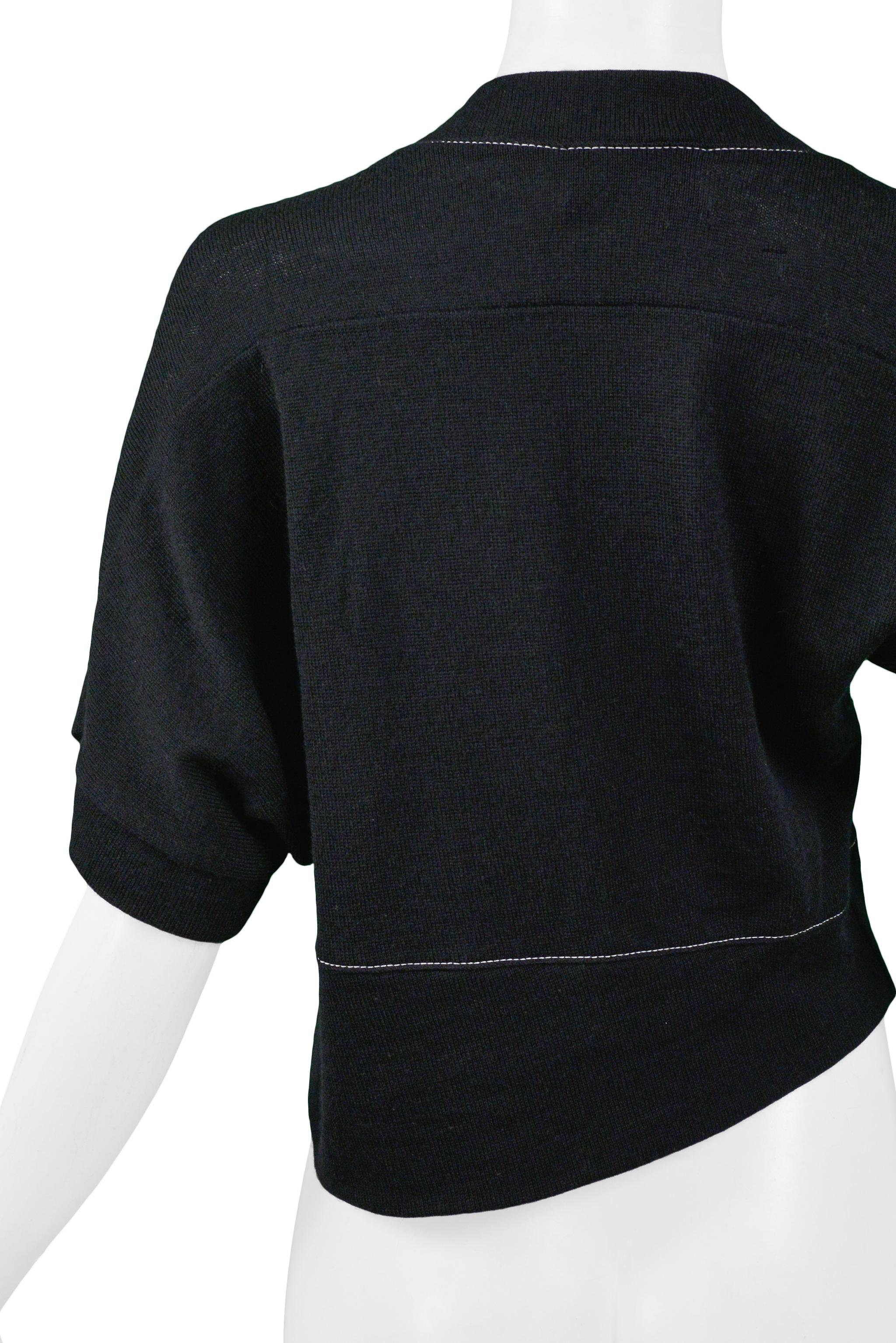 Donna Maglione asimmetrico nero con cuciture bianche Balenciaga 2002 in vendita