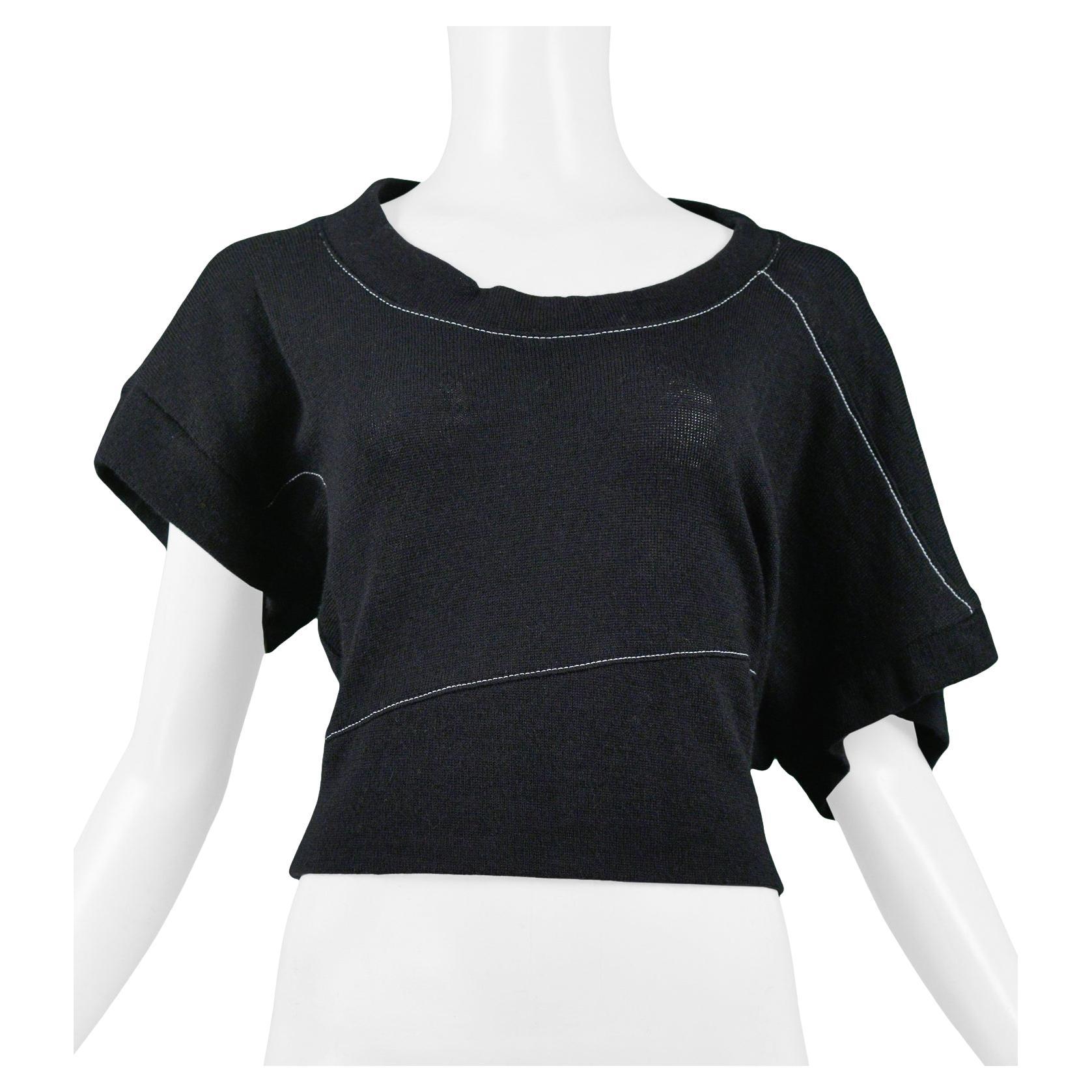Balenciaga Black Asymmetrical Sweater With White Stitching 2002 For Sale