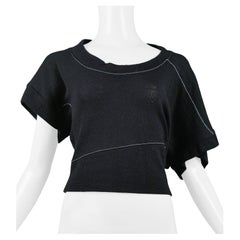 Balenciaga Black Asymmetrical Sweater With White Stitching 2002