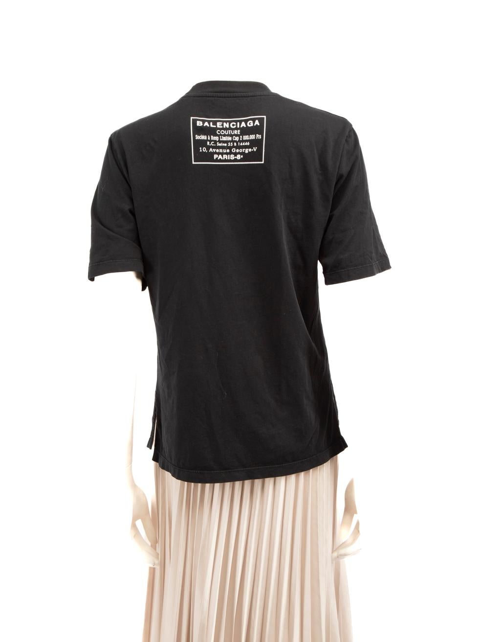 Balenciaga Black Back Logo Print T-Shirt Size S In Good Condition In London, GB