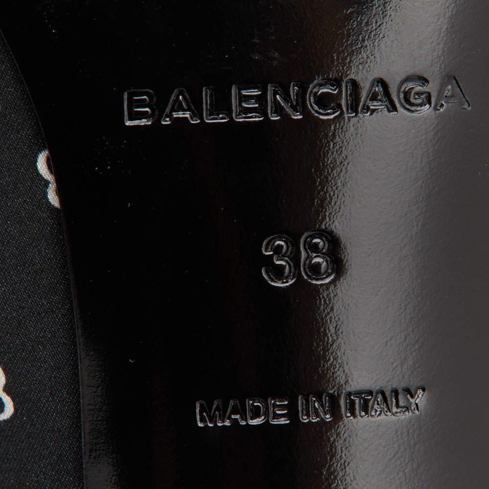 Women's Balenciaga Black BB Logo Satin Bow Knife Slingback Pumps Size 38