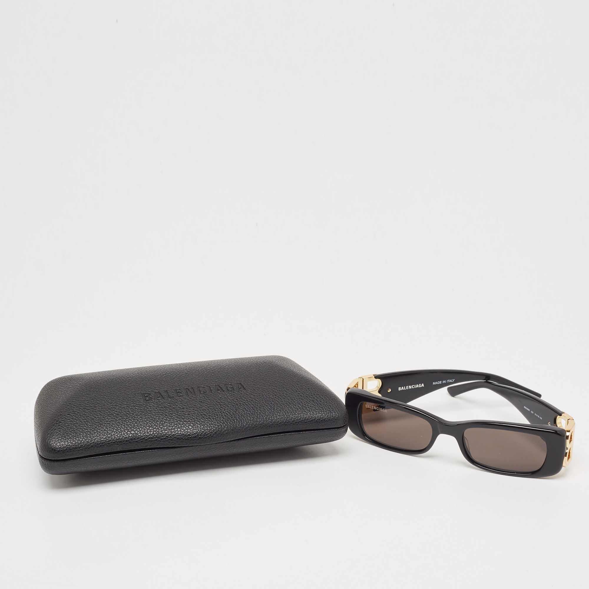 Women's Balenciaga Black BB0096S BB Rectangular Sunglasses For Sale