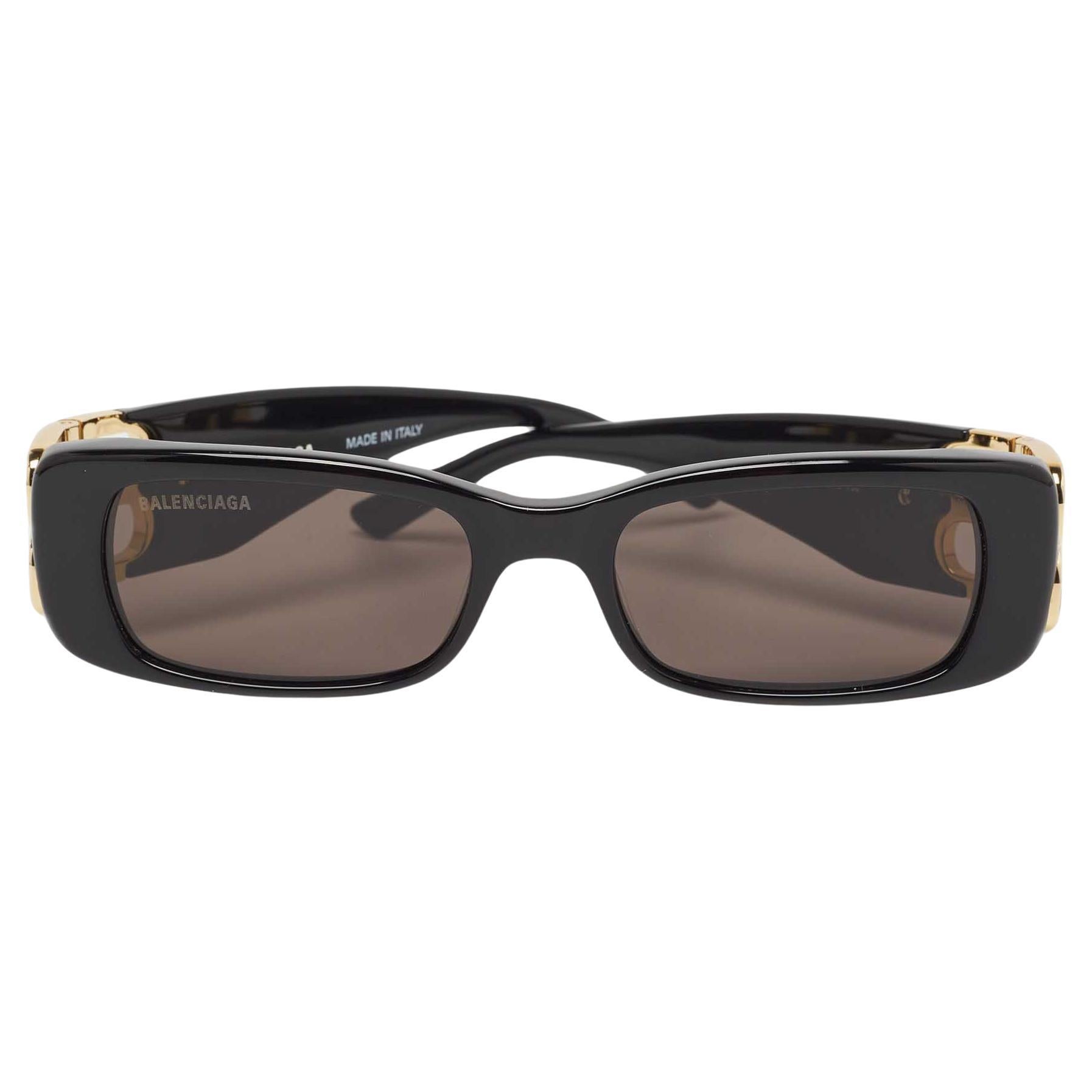 Balenciaga Black BB0096S BB Rectangular Sunglasses For Sale