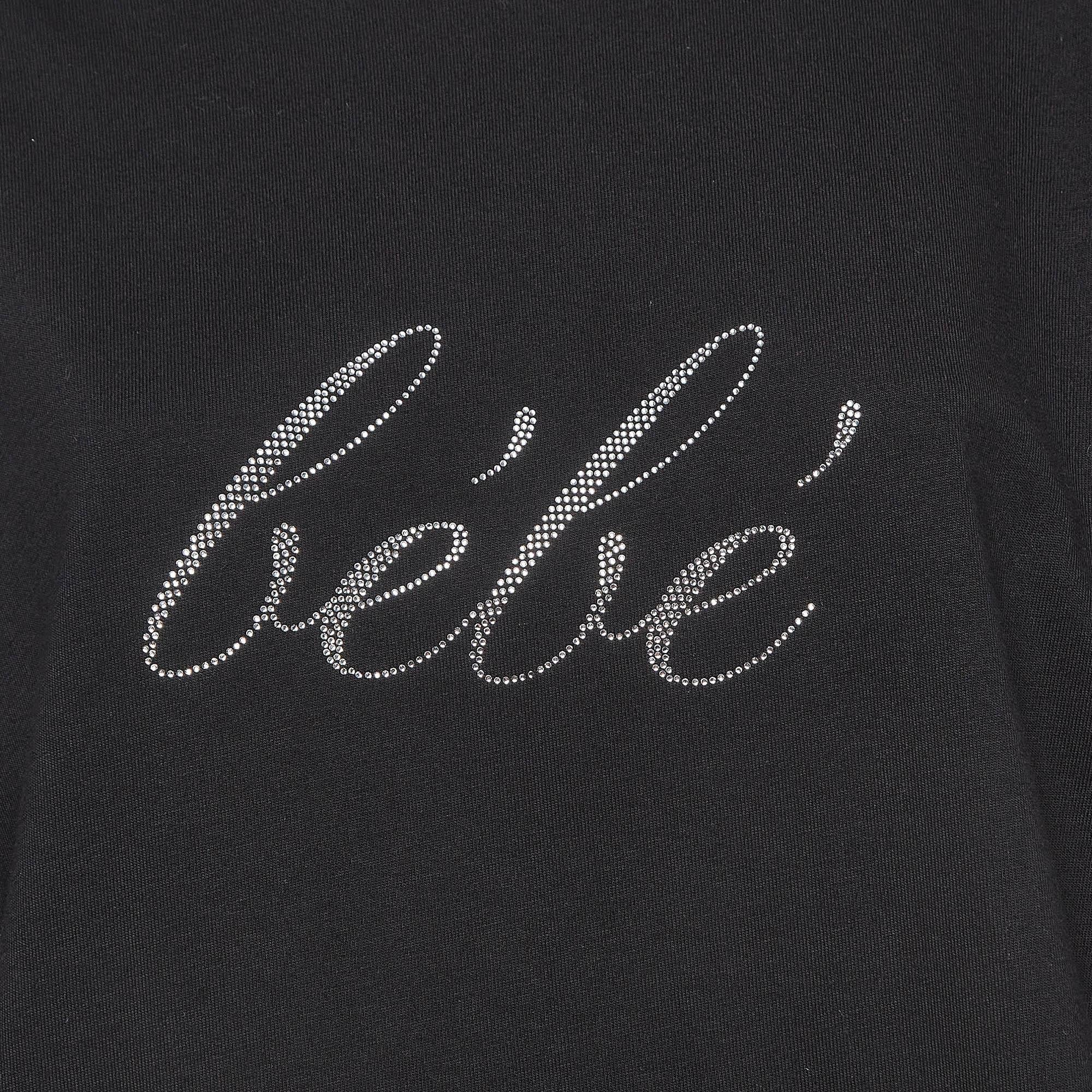 Balenciaga Black Bebe Embellished Cotton Crew Neck T Shirt S