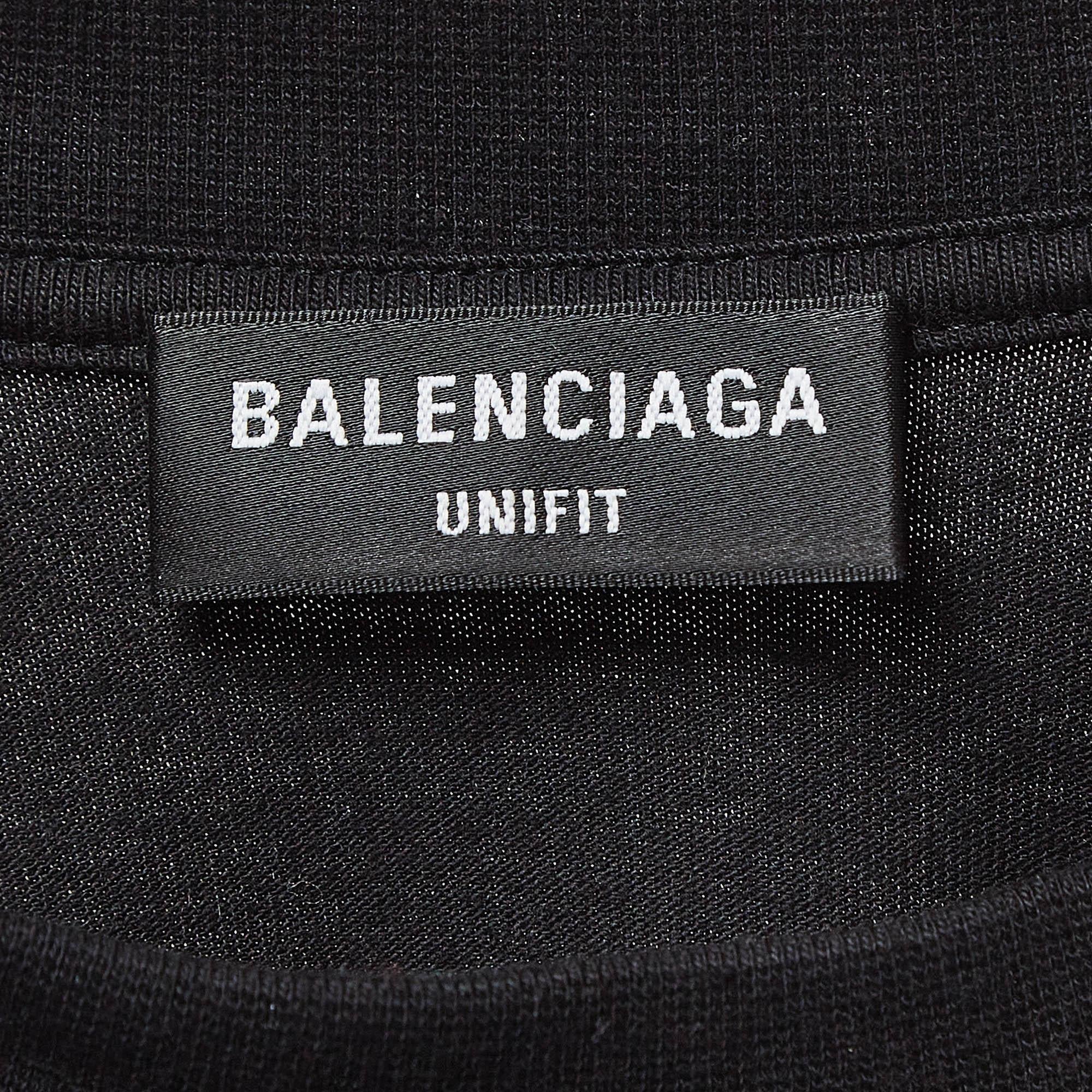 Balenciaga Black Bebe Embellished Cotton Crew Neck T Shirt S