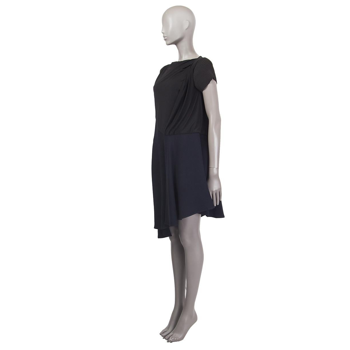 Black BALENCIAGA black & blue COLORBLOCK ASYMMETRIC Jersey Dress 38 S For Sale