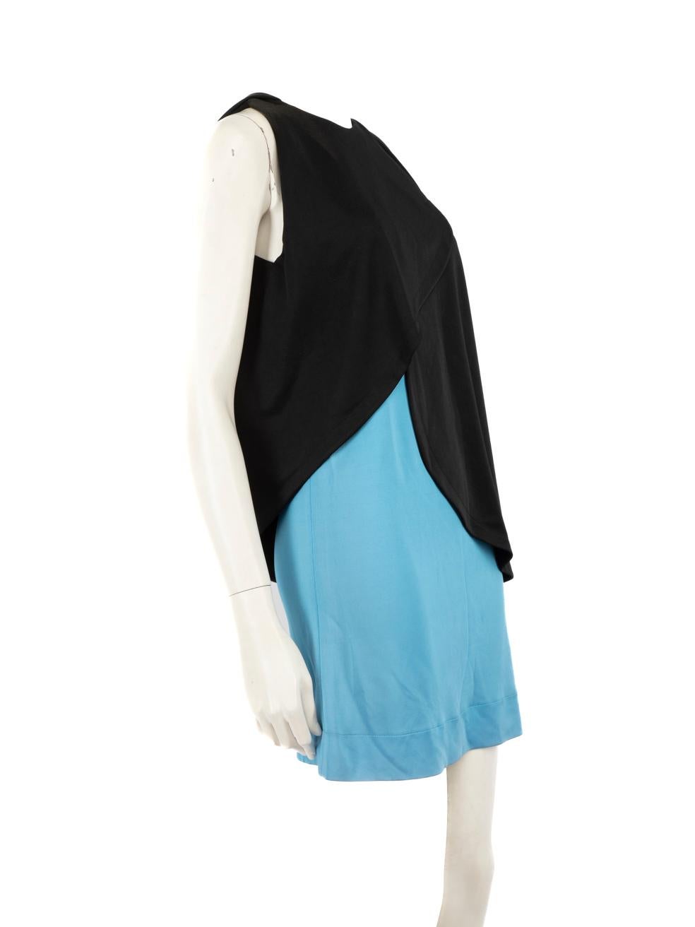 CONDITION is Very good. Hardly any visible wear to the dress is evident on this used Balenciaga designer resale item.
 
 
 
 Details
 
 
 Multicolour- black, blue
 
 Polyester
 
 Dress
 
 Layered detail
 
 Mini
 
 Sleeveless
 
 Round neck
 
 Back