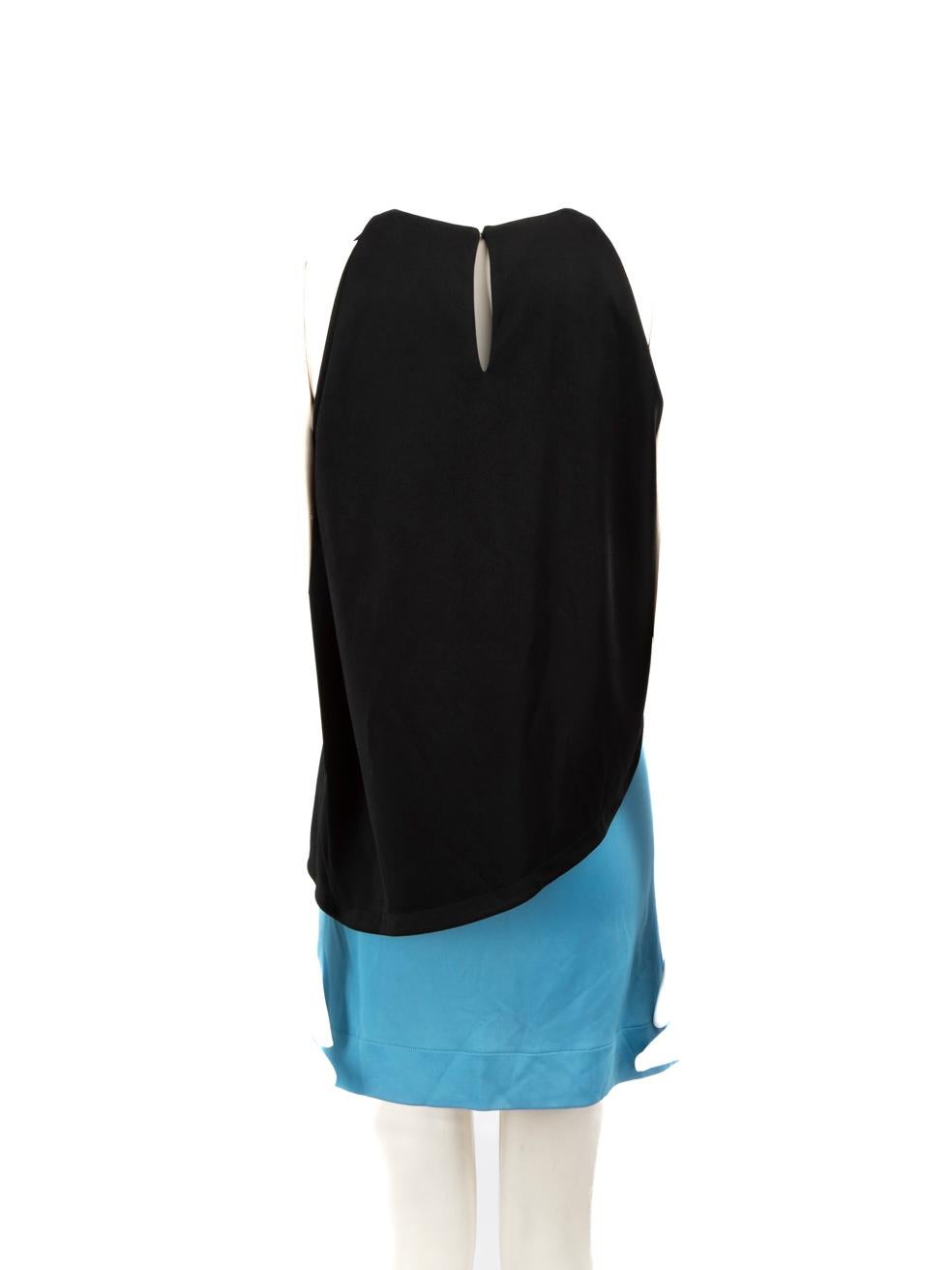 Balenciaga Black & Blue Layered Mini Dress Size S In Good Condition For Sale In London, GB