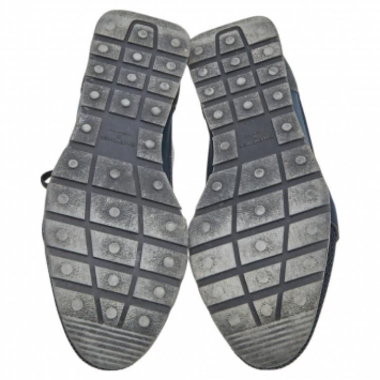 Balenciaga - Baskets Race Runner en cuir et maille noir/bleu - Taille 38 en vente 3