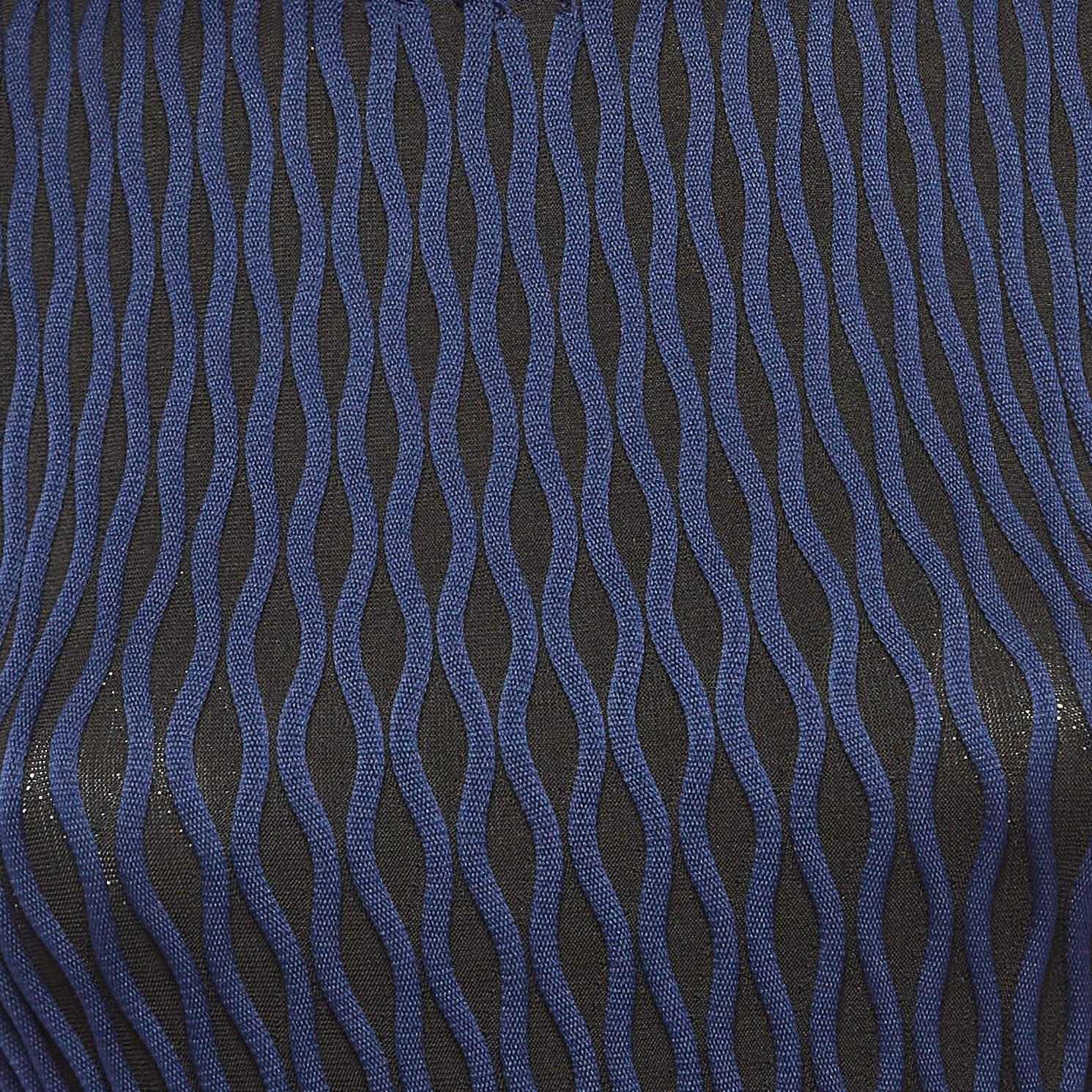 Noir Mini-robe Balenciaga noire/bleu texturée S en vente
