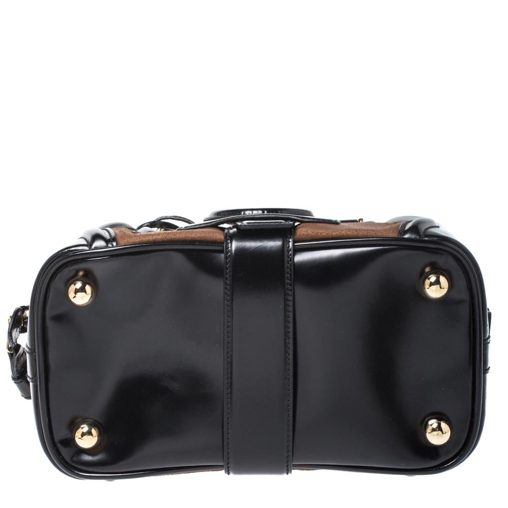 Balenciaga Black/Brown Patent Leather and Suede Sac Superb Bag In Good Condition In Dubai, Al Qouz 2
