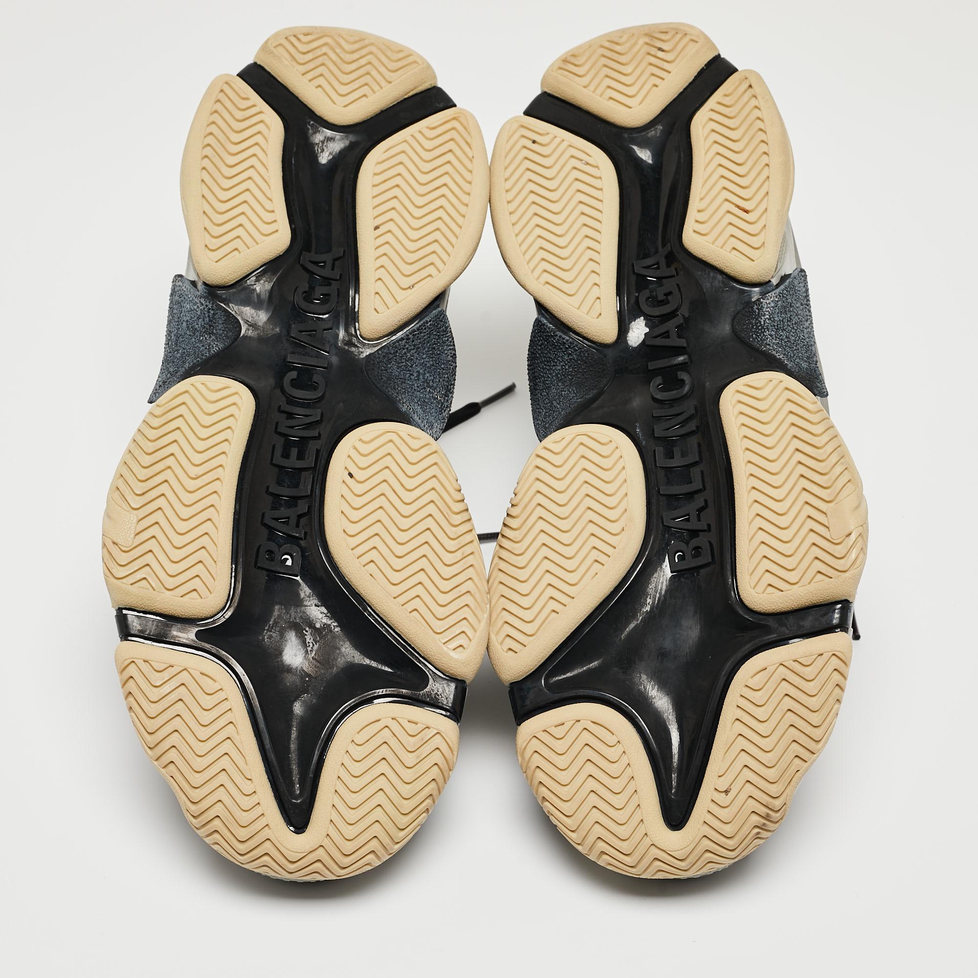 Balenciaga Black/Burgundy Suede and Nylon Triple S Sneakers Size 43 1