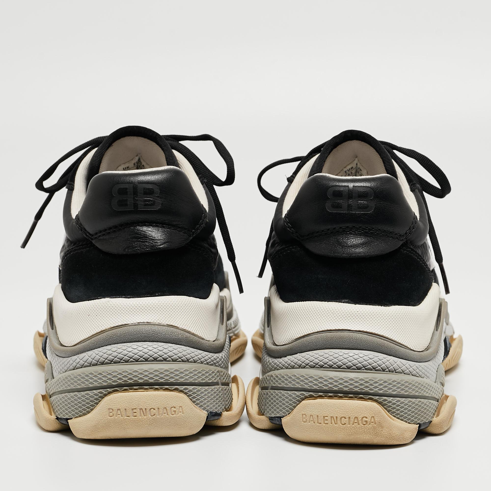 Balenciaga Black/Burgundy Suede and Nylon Triple S Sneakers Size 43 3