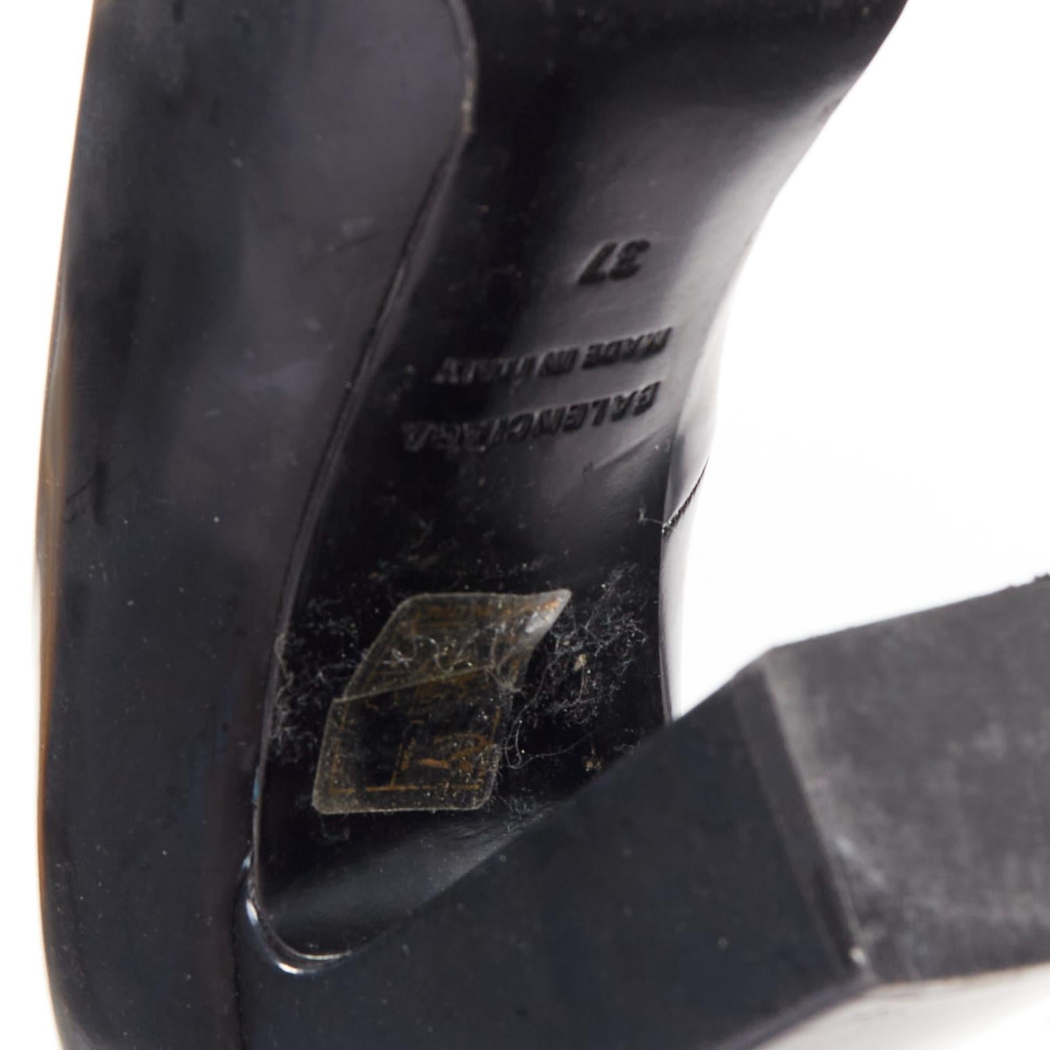 BALENCIAGA escarpin à talon bloc en cuir de veau noir à bout allongé EU37 en vente 5