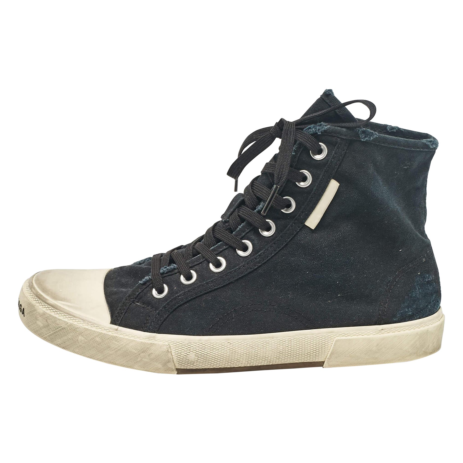 Balenciaga Black Canvas High Top Sneakers Size 43