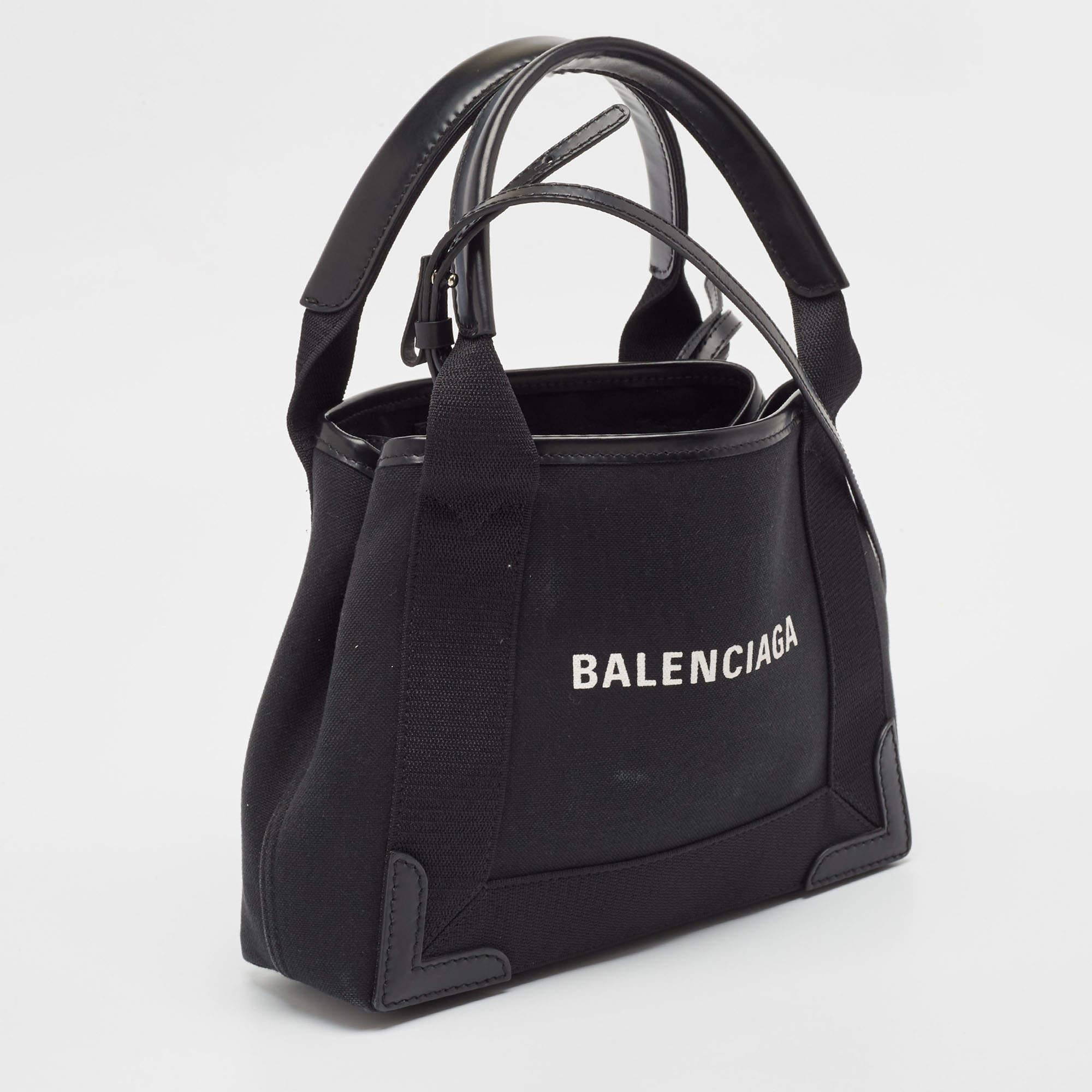 Balenciaga Black Canvas Leather XS Tote In Good Condition In Dubai, Al Qouz 2