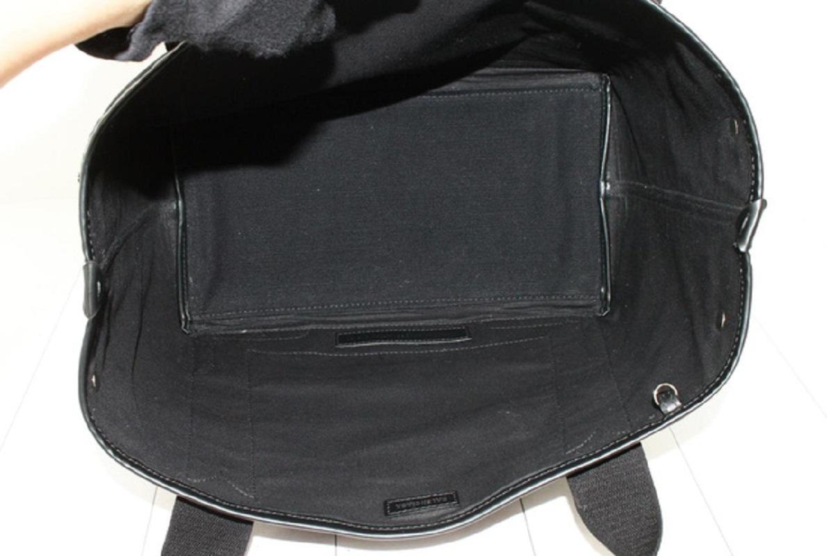 Balenciaga Black Canvas Navy Cabas Small Tote Bag For Sale 3