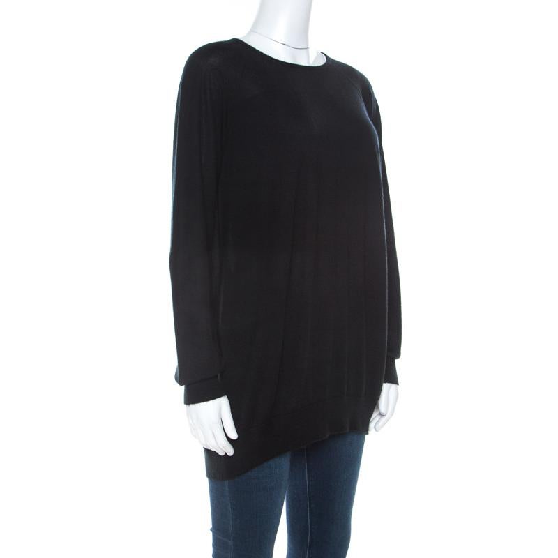 Balenciaga Black Cashmere Raglan Sleeve Long Sleeve Sweatshirt L In Good Condition In Dubai, Al Qouz 2