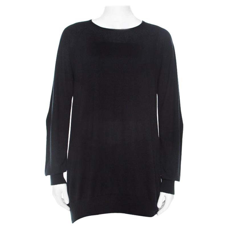 Balenciaga Black Cashmere Raglan Sleeve Long Sleeve Sweatshirt L