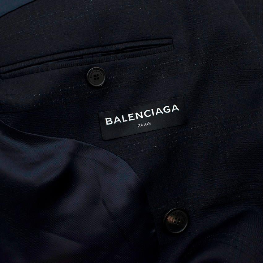 Balenciaga Black Check Wool Double Breasted Blazer For Sale 3
