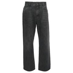 Balenciaga Black Checked Logo Print Cotton Elasticated Waist Pants L