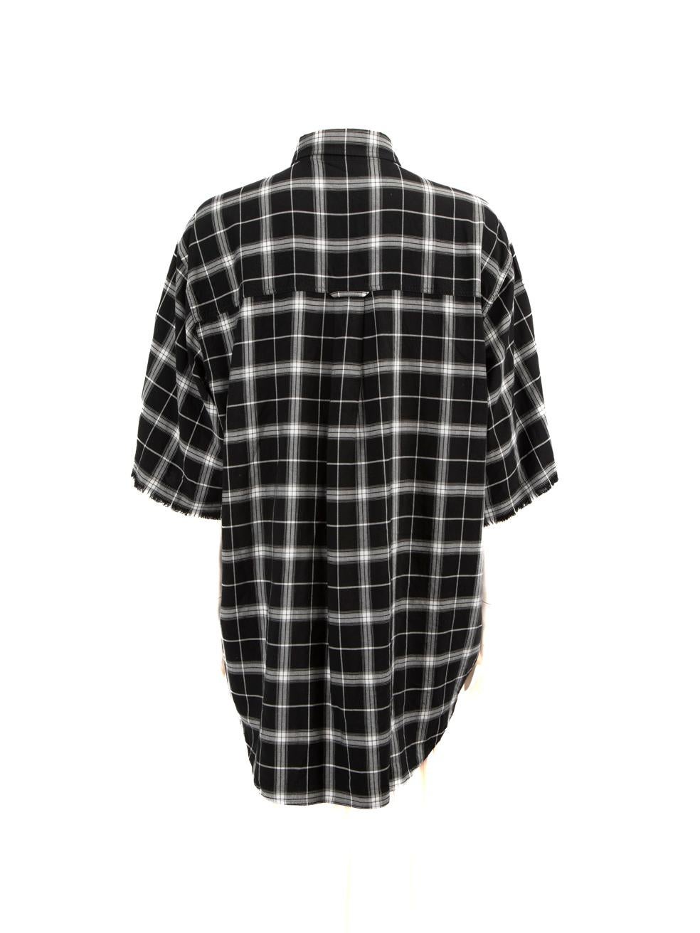 Balenciaga Black Checkered Flannel Shirt Size M In Good Condition For Sale In London, GB