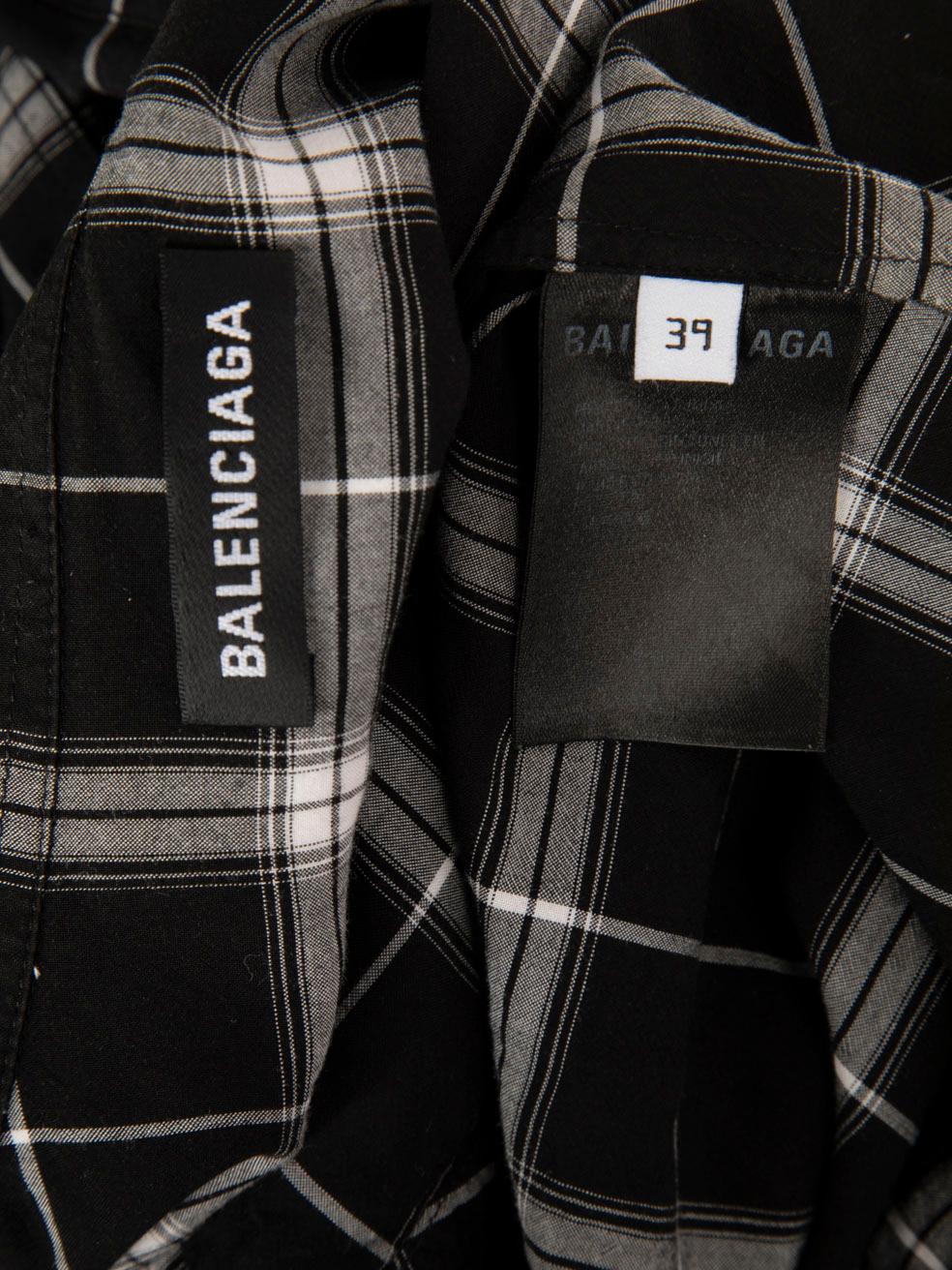 Balenciaga Black Checkered Flannel Shirt Size M For Sale 1