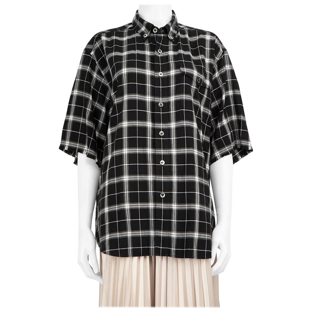 Balenciaga, chemise en flanelle à carreaux noirs, taille M en vente