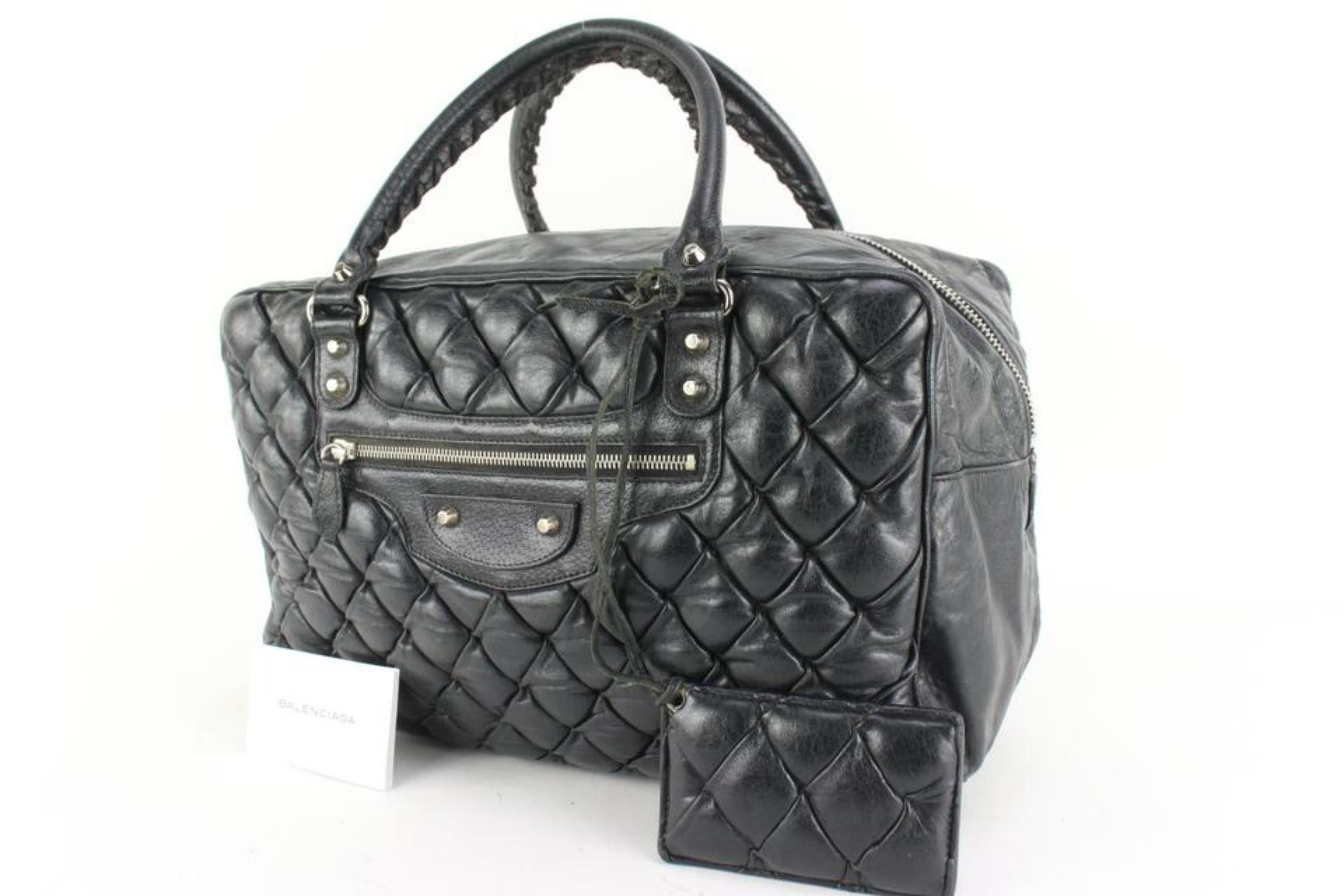 Balenciaga Black Chevre Leather Quilted Matelasse MM 90ba52s 6