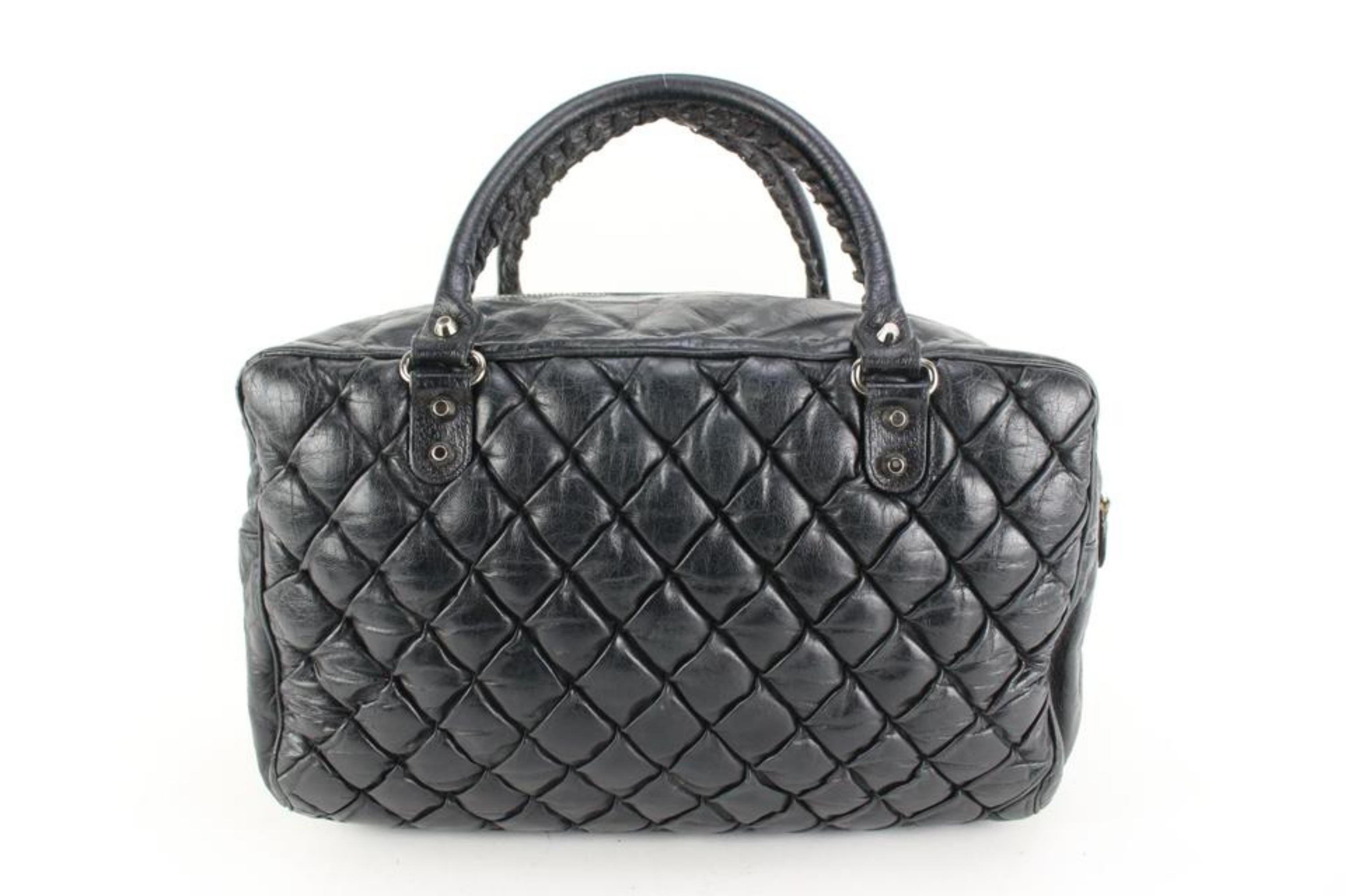 Balenciaga Black Chevre Leather Quilted Matelasse MM 90ba52s 1