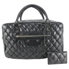 Balenciaga Black Chevre Leather Quilted Matelasse MM 90ba52s