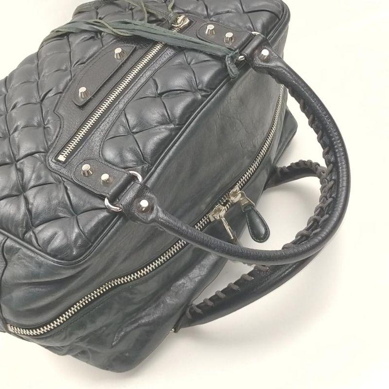 Balenciaga Black Chevre Leather Quilted Matelasse MM Satchel 863025 5