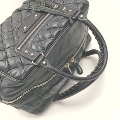 Balenciaga Black Chevre Leather Quilted Matelasse MM Satchel 863025