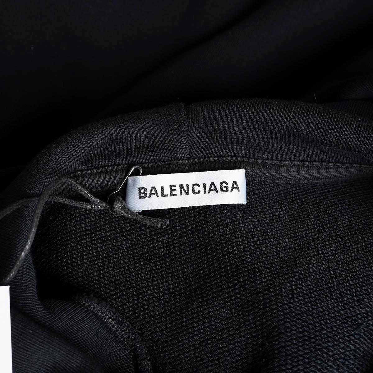 Black BALENCIAGA black cotton 2019 RAINBOW BB LOGO Hoodie Sweater M