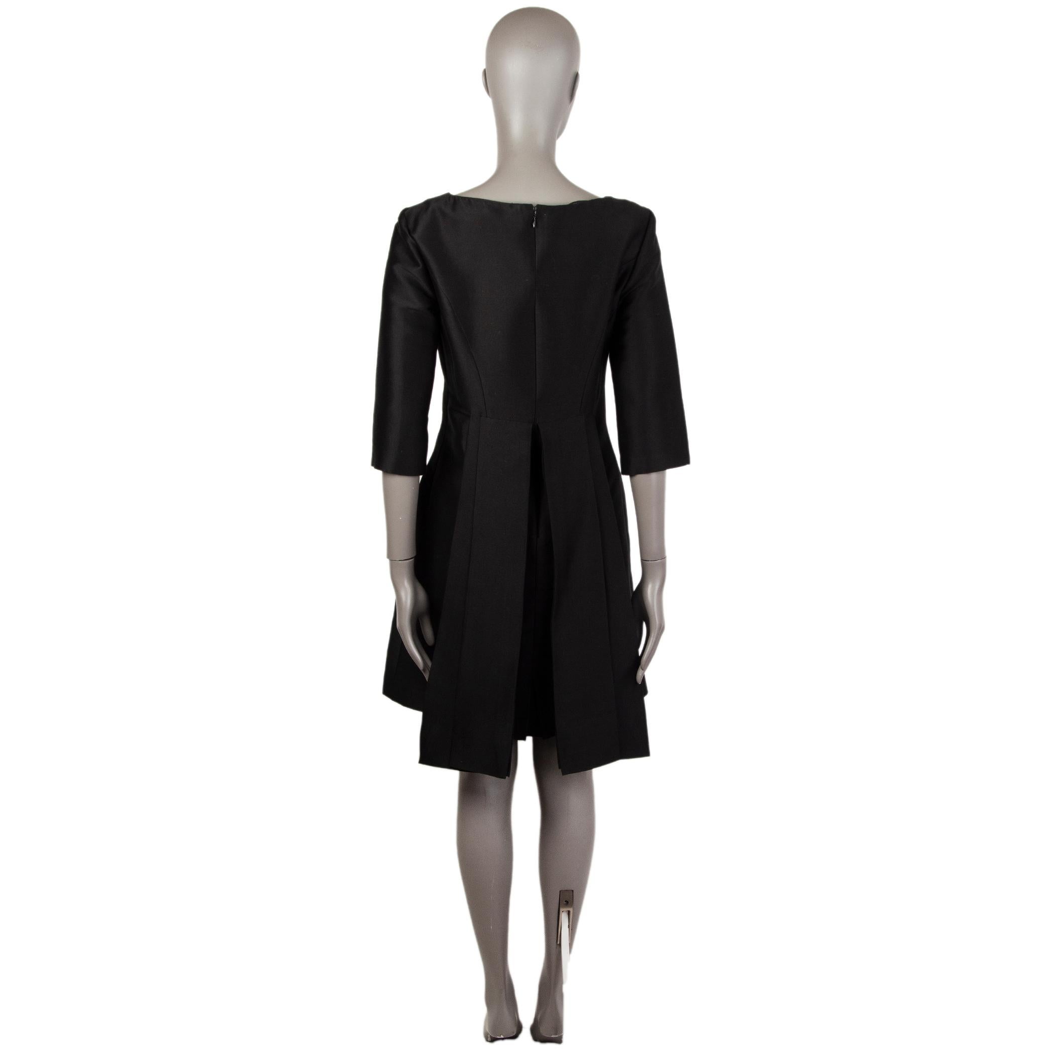 Noir BALENCIAGA - Robe noire en coton à manches 3/4 - 40 M en vente