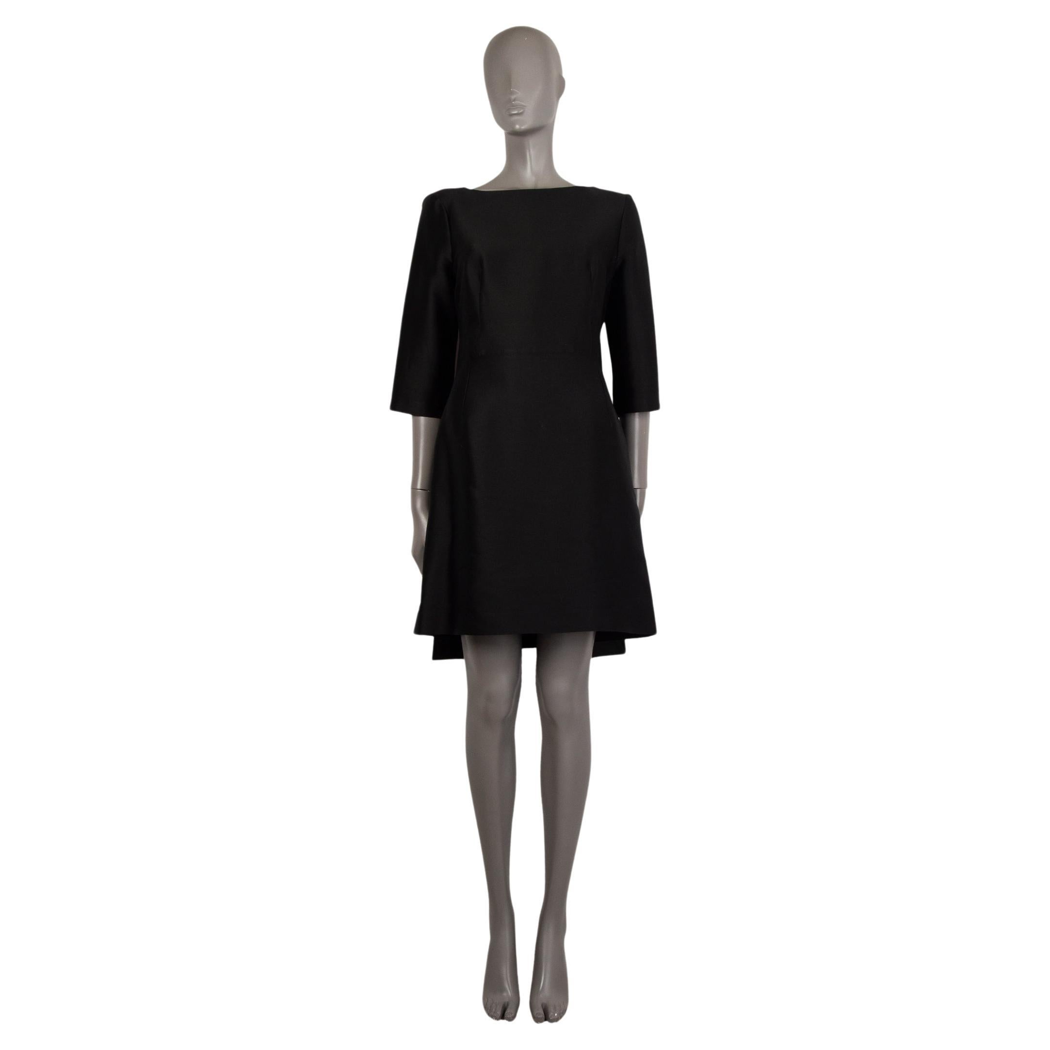 BALENCIAGA black cotton 3/4 SLEEVE SHEATH Dress 40 M For Sale
