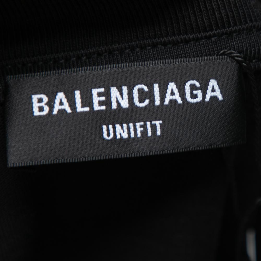 Balenciaga Black Cotton Caps Destroyed Flatground Crew Neck T-Shirt XS In Excellent Condition In Dubai, Al Qouz 2