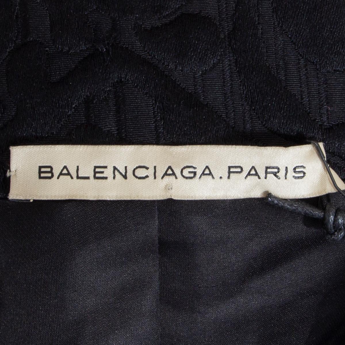 Women's BALENCIAGA black cotton JACQUARD PEPLUM Jacket 42 L