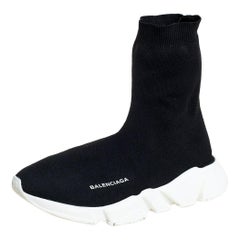 Balenciaga Black Cotton Knit Speed High Top Sneakers Size 40