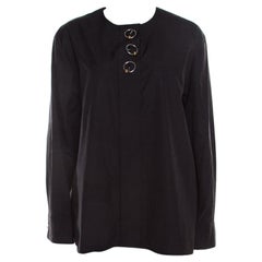 Balenciaga Black Cotton Metal Button Detail Long Sleeve Blouse M