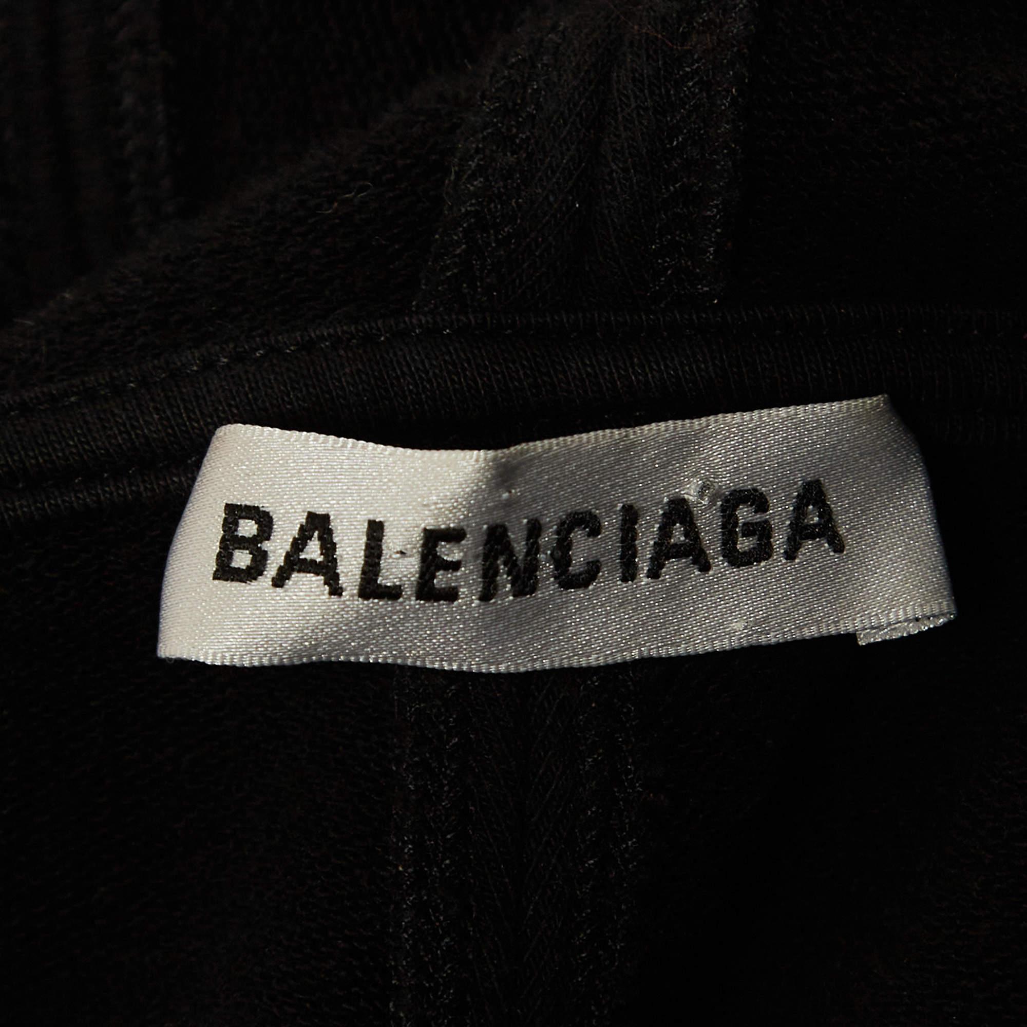 Women's Balenciaga Black Cotton Oversized Zip-Up Hoodie S