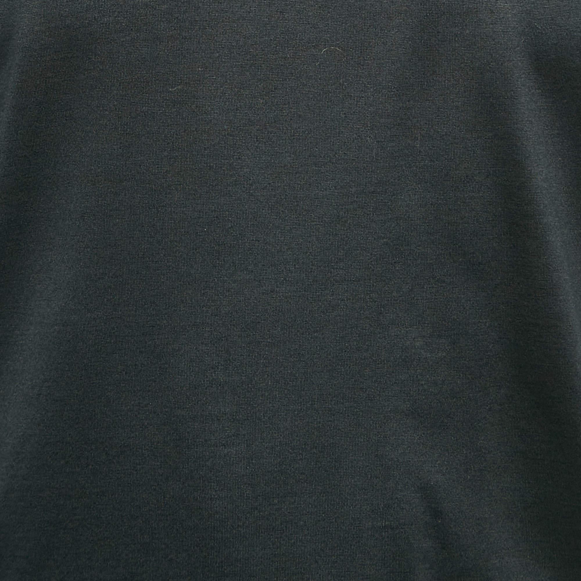 Balenciaga Camiseta negra de algodón con cuello redondo XL Negro