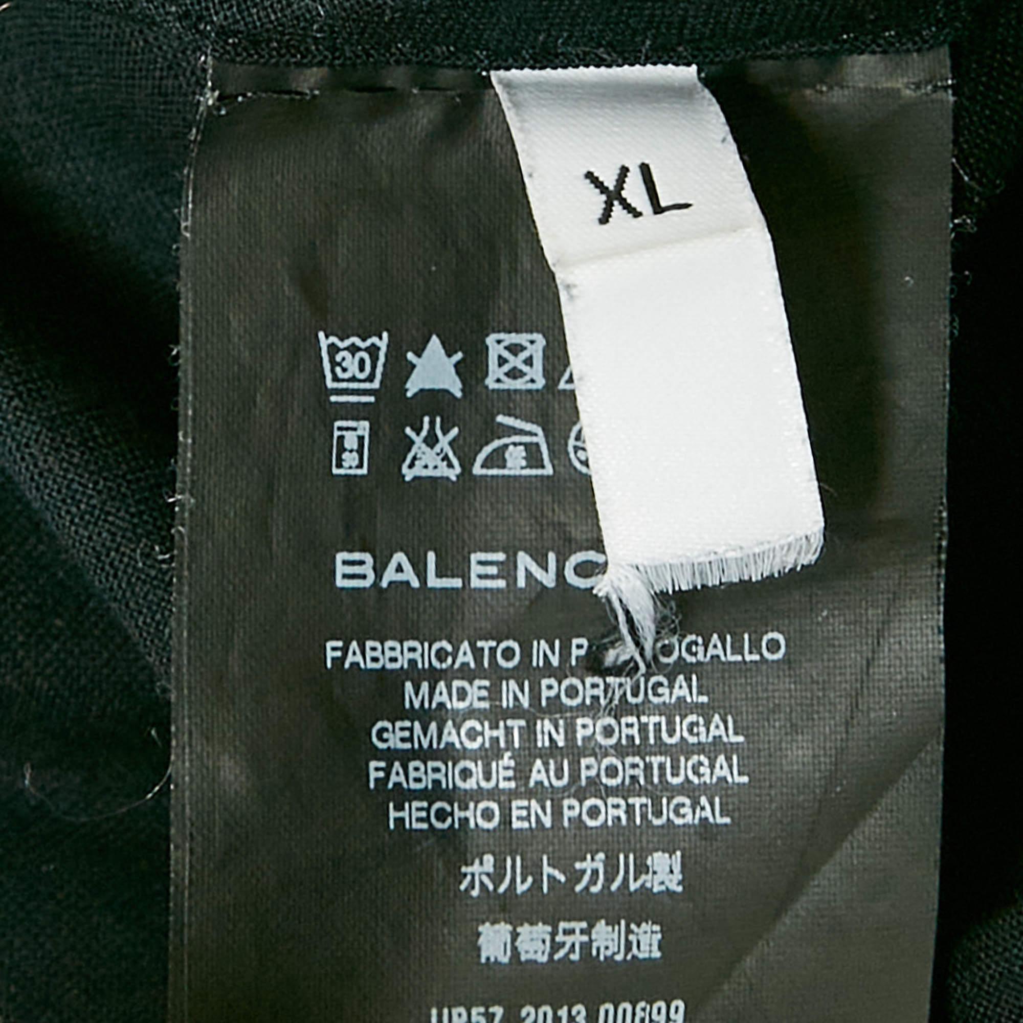 De los hombres Balenciaga Camiseta negra de algodón con cuello redondo XL